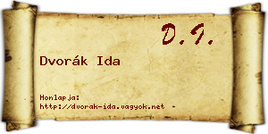 Dvorák Ida névjegykártya